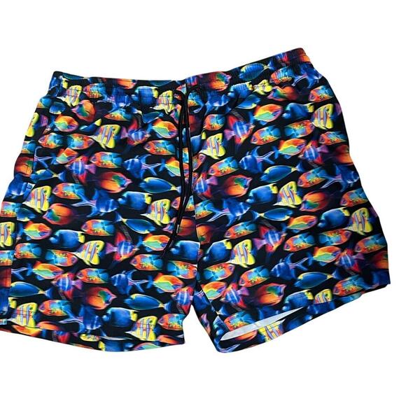 Caribbean Colorful Mens Swim Trunks Shorts Size XL Pockets Fish - Picture 1 of 4